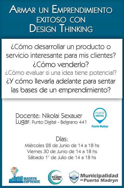 Curso de capacitación: “Armar un emprendimiento exitoso con design thinking”