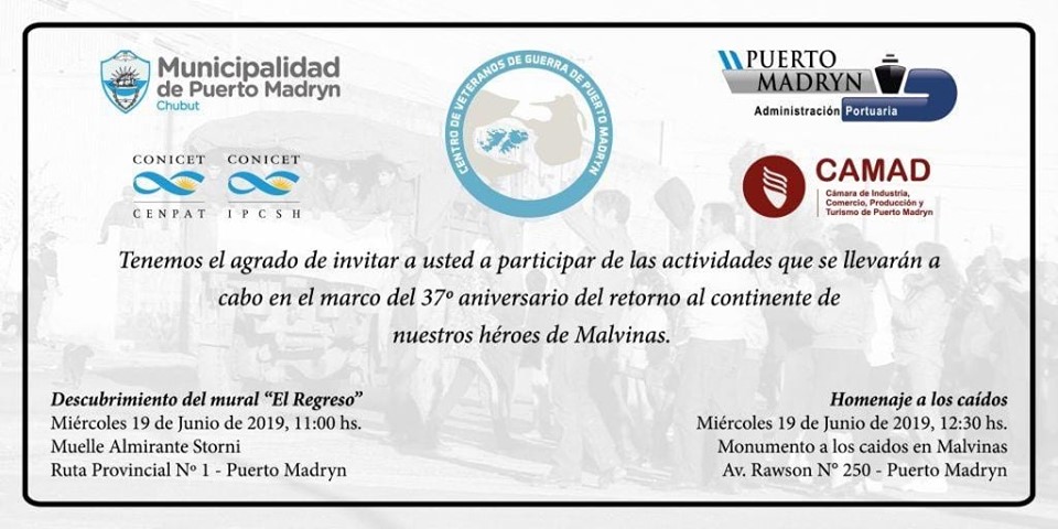 Homenaje a los excombatientes de  Malvinas, que retornaron al continente tras el cese del conflicto bélico