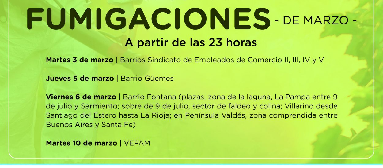 Cronograma de fumigación en diferentes sectores de la ciudad