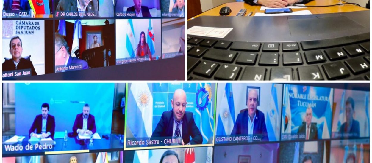 RICARDO SASTRE EN VIDEOCONFERENCIA CON VICEGOBERNADORES DE TODO EL PAÍS Y EL MINISTRO WADO DE PEDRO