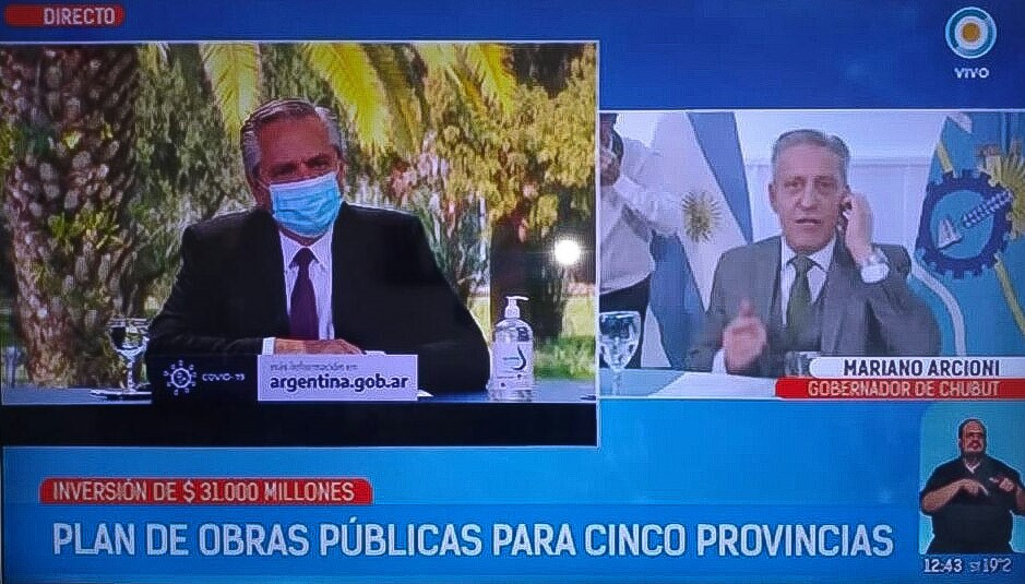 ARCIONI PARTICIPÓ DE UNA VIDEOCONFERENCIA DONDE EL PRESIDENTE ALBERTO FERNÁNDEZ ANUNCIÓ OBRAS PARA CHUBUT