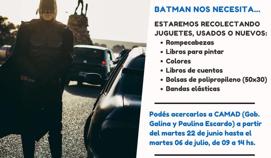 BATMAN SOLIDARIO DE MADRYN PIDE AYUDA