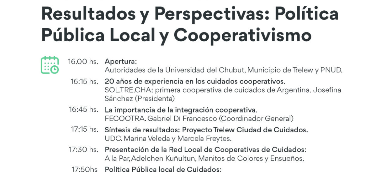 COOPERATIVISTAS NACIONALES PARTICIPARÁN DE ACTIVIDAD DEL PROYECTO TRELEW CIUDAD DE CUIDADOS