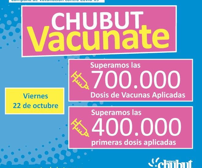 CHUBUT APLICÓ MÁS DE 700.000 VACUNAS CONTRA EL COVID-19