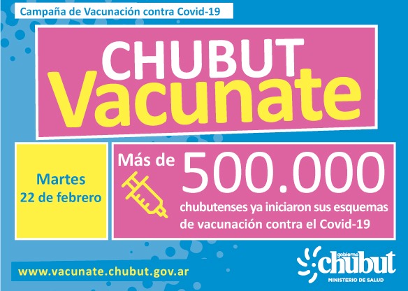 MÁS DE 500.000 CHUBUTENSES YA INICIARON SUS ESQUEMAS DE VACUNACIÓN CONTRA EL COVID-19 EN CHUBUT