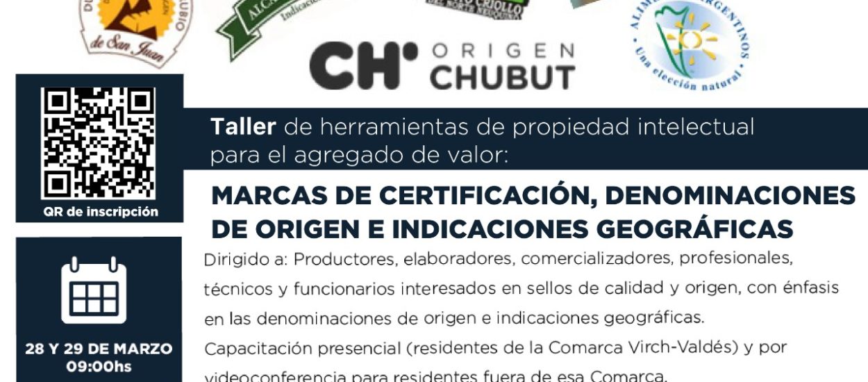 CONVOCAN A TALLER SOBRE PROPIEDAD INTELECTUAL PARA EL AGREGADO DE VALOR