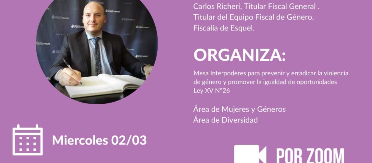 INVITAN A PARTICIPAR DE LA CHARLA “VIOLENCIAS POR MOTIVOS DE GÉNERO Y CONTRAVENCIONES