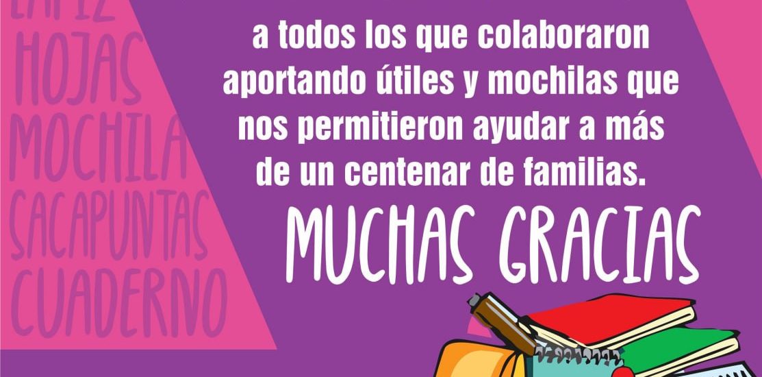 LA AGRUPACIÓN GENTE DE MADRYN AGRADECIÓ A QUIENES COLABORARON EN LA CAMPAÑA DE ÚTILES ESCOLARES