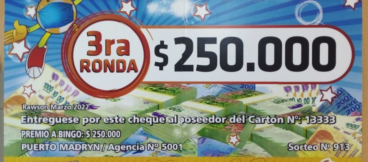 LOTERÍA DEL CHUBUT ENTREGÓ PREMIO EN PUERTO MADRYN
