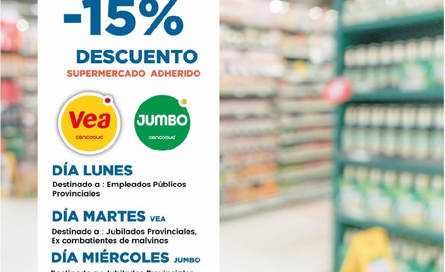 EL GOBIERNO DE LA PROVINCIA RENUEVA EL PROGRAMA DE DESCUENTO DEL 15% EN CADENAS DE SUPERMERCADOS