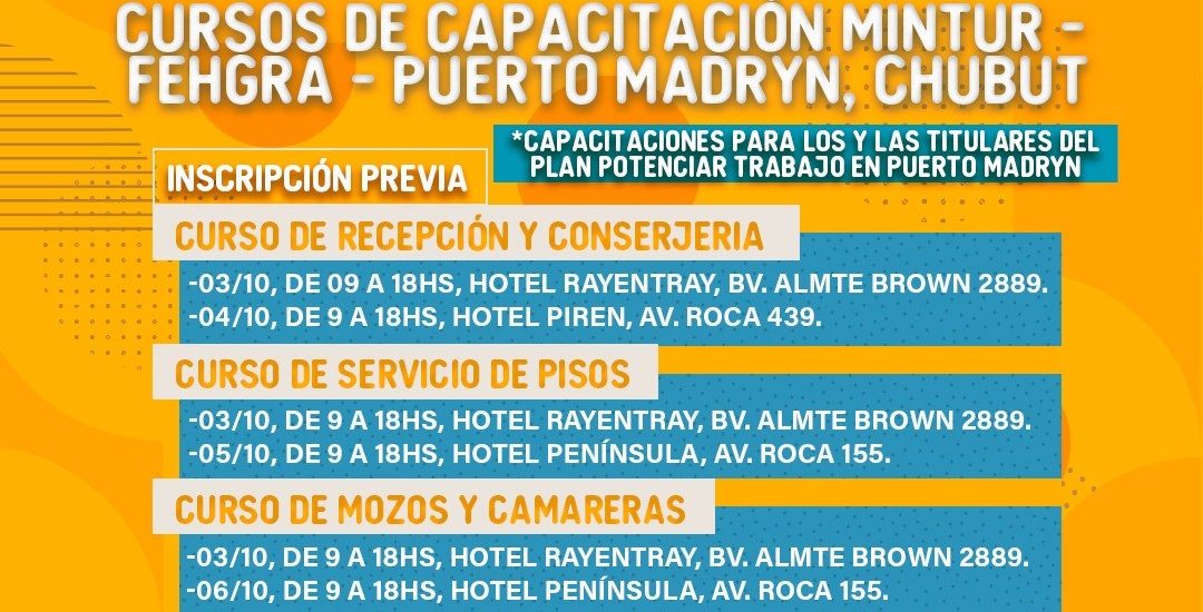 Puerto Madryn: Se dictarán capacitaciones destinadas a los titulares del programa Potenciar Trabajo