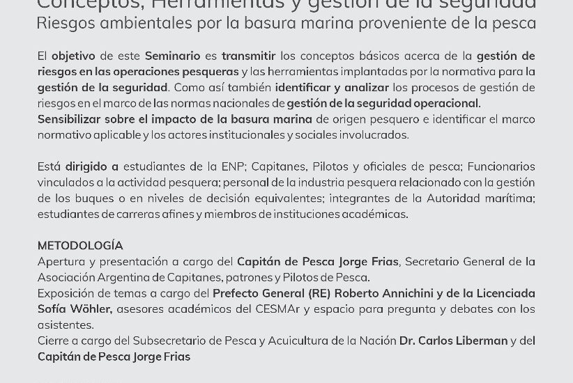 El CESMAr realizará una Jornada sobre Gestión de Riesgos en la pesca