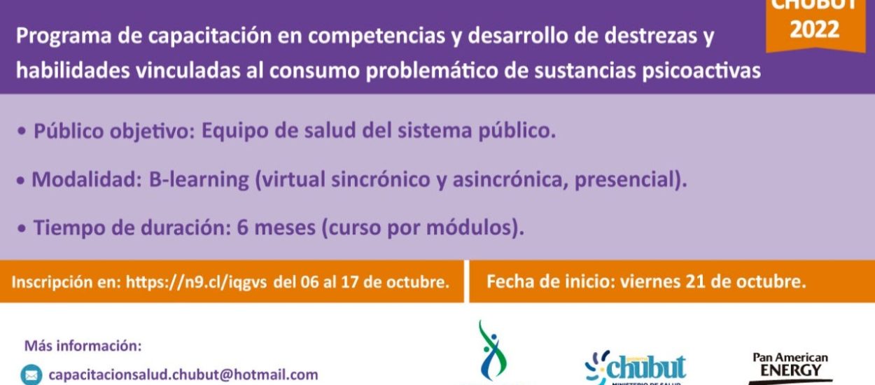 Salud invita a participar de Programa de Capacitación en Prevención de Consumos Problemáticos