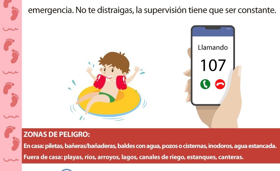 Con la campaña “Cuidado, peque al agua” el Gobierno Provincial recuerda la importancia de supervisar a los menores para prevenir ahogamientos en verano