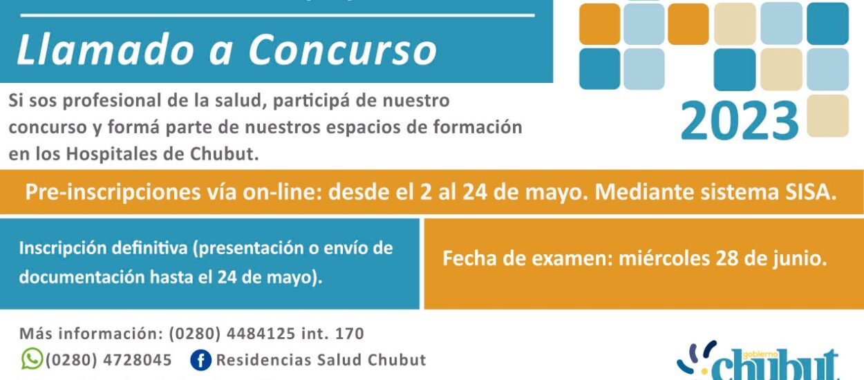 Chubut convoca a cubrir los cargos de las “Residencias del Equipo de Salud 2023” 