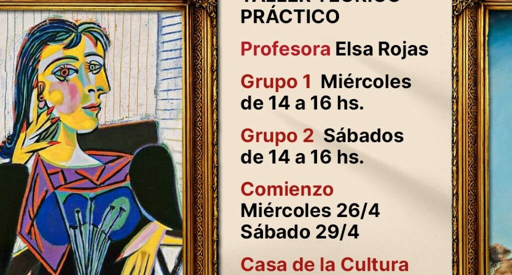 ESTÁN ABIERTAS LAS INSCRIPCIONES PARA PARTICIPAR DEL TALLER “UN RECORRIDO POR LA HISTORIA DEL ARTE”