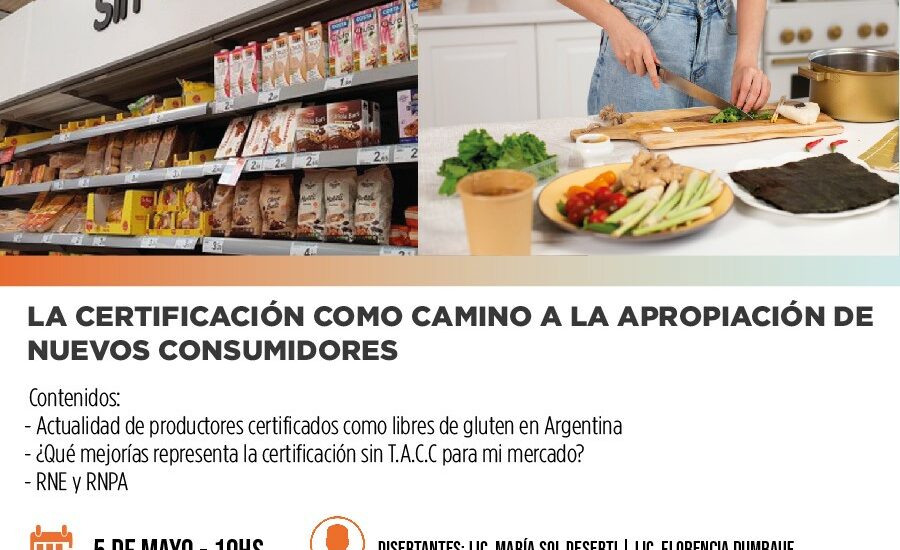 Provincia convoca a participar de un taller online gratuito sobre certificación de alimentos libres de gluten