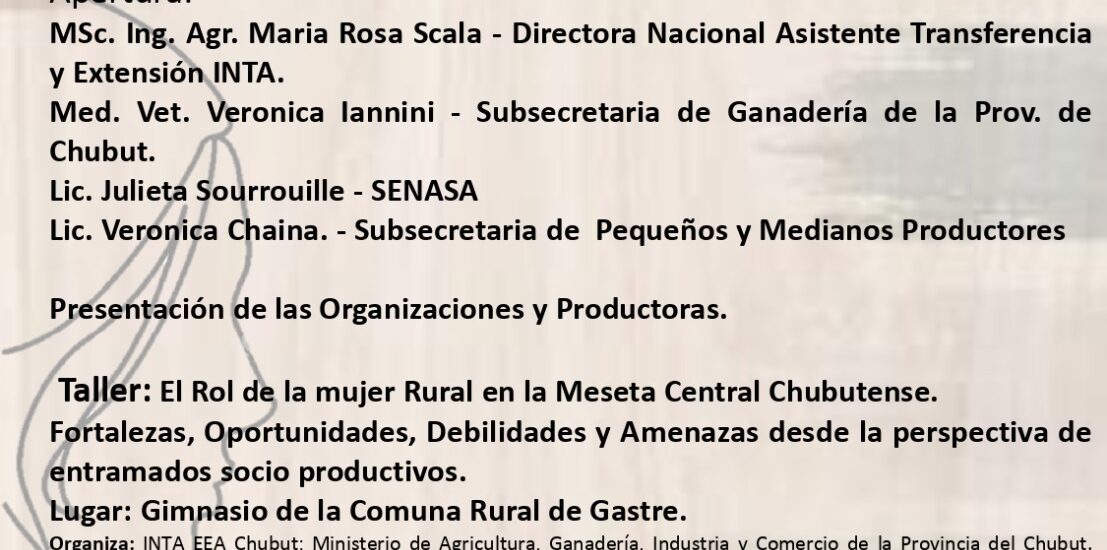 El Gobierno del Chubut convoca al Primer Encuentro de Mujeres Rurales de la Meseta Central