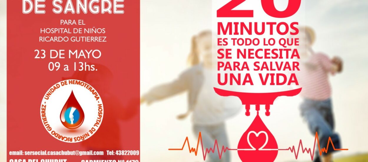 La Casa del Chubut y el Hospital Gutiérrez convocan a donantes voluntarios de sangre