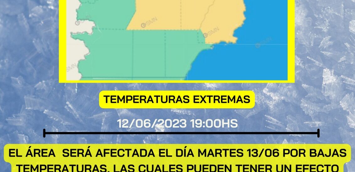 Alerta amarilla en Chubut por bajas temperaturas en el Valle