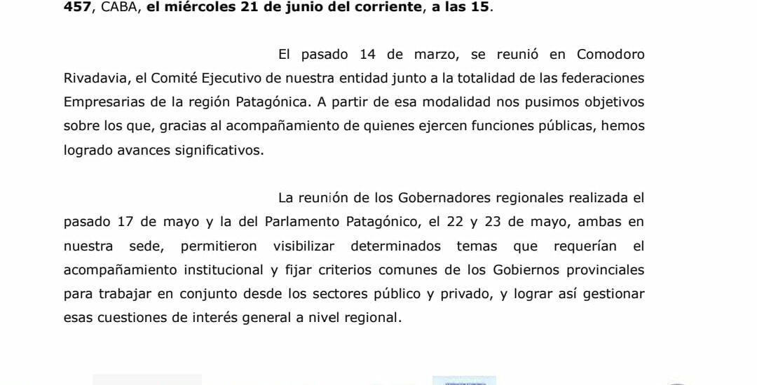Empresarios analizarán junto a legisladores  nacionales la agenda de la Patagonia