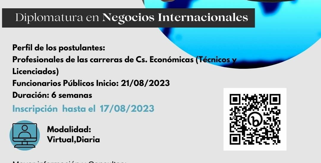 Provincia informa que se encuentran abiertas las inscripciones para el Curso Superior en Negocios Internacionales