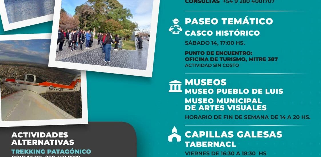 TRELEW OFRECE UNA VARIADA AGENDA TURÍSTICA POR EL FIN DE SEMANA LARGO