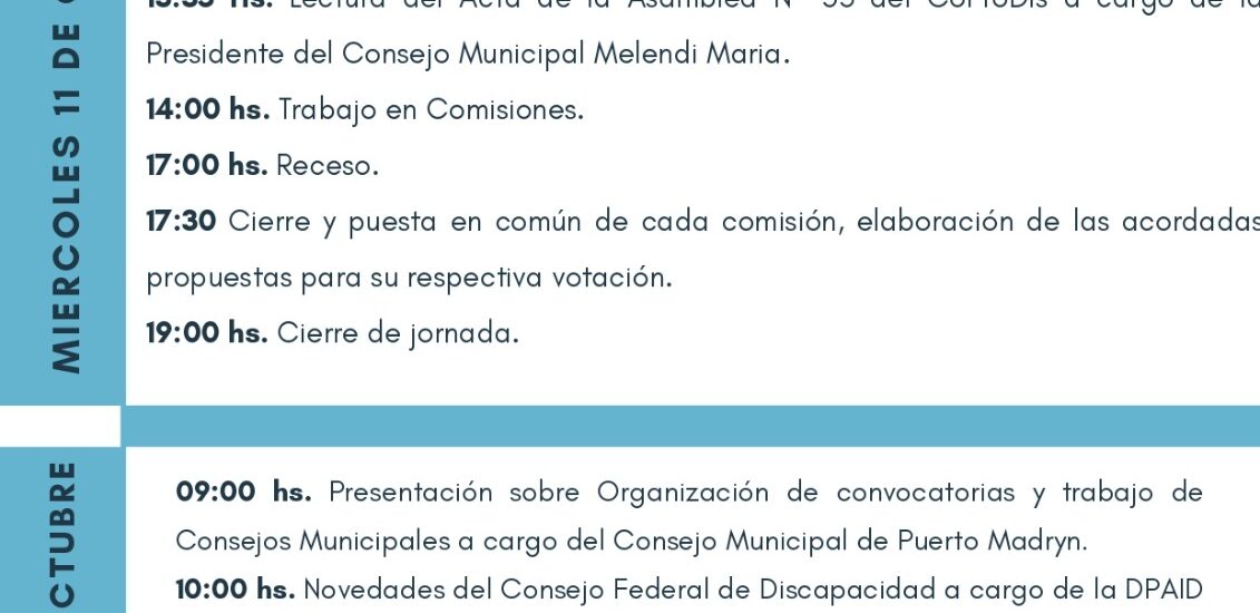El Gobierno del Chubut realizará en Sarmiento la “54° Asamblea del Consejo Provincial de Discapacidad”