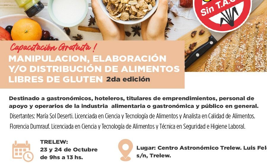 Provincia invita a participar de una nueva edición de los talleres sobre manipulación de Alimentos Libres de Gluten