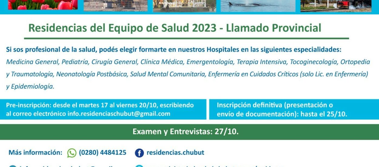 Chubut realiza Llamado Provincial para cubrir cargos de las “Residencias del Equipo de Salud 2023” 
