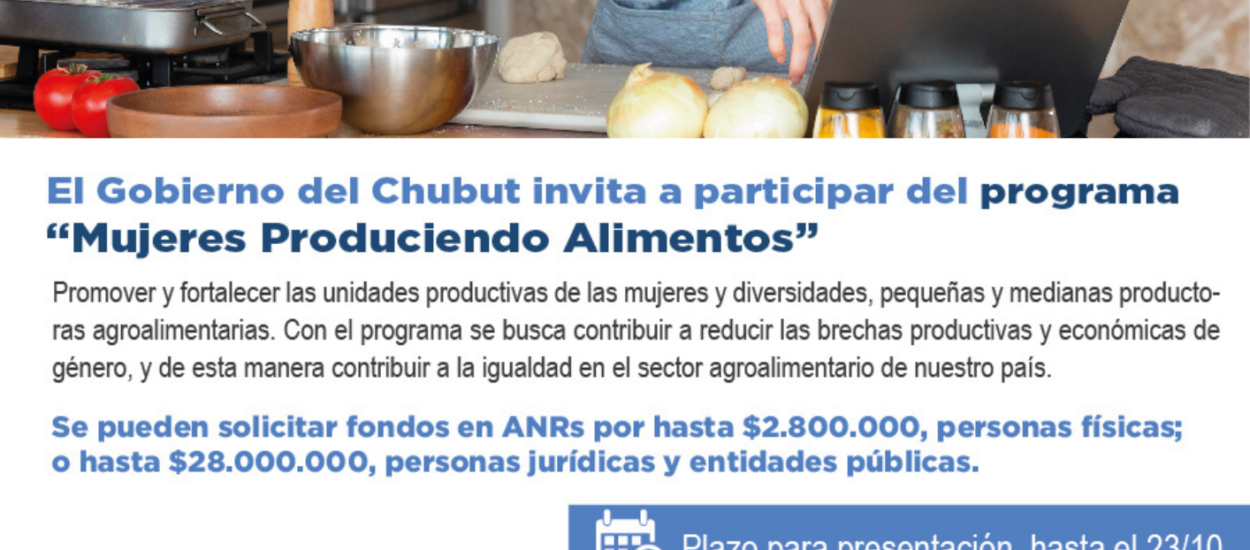 El Gobierno invita a participar del programa nacional “Mujeres Produciendo Alimentos”