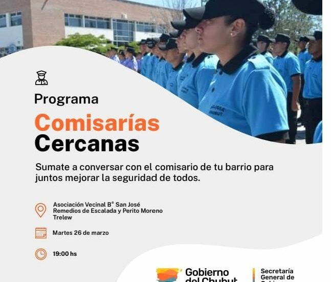 Provincia convoca a vecinos de Trelew para un nuevo encuentro del programa “Comisarías Cercanas”