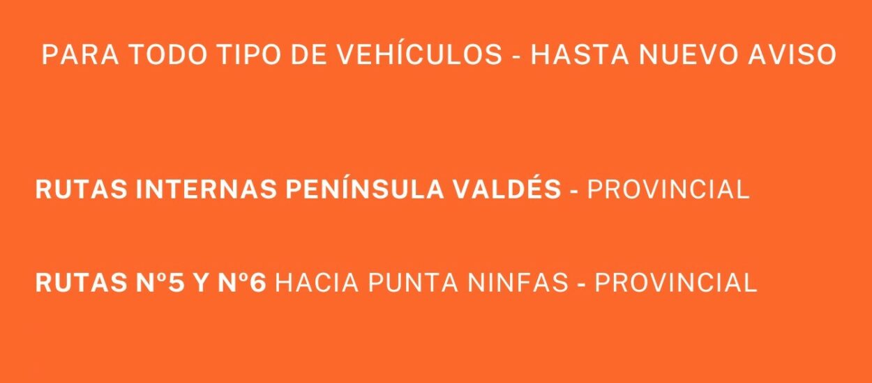 Por las fuertes lluvias, se interrumpe el tránsito en las rutas internas de la Península Valdés