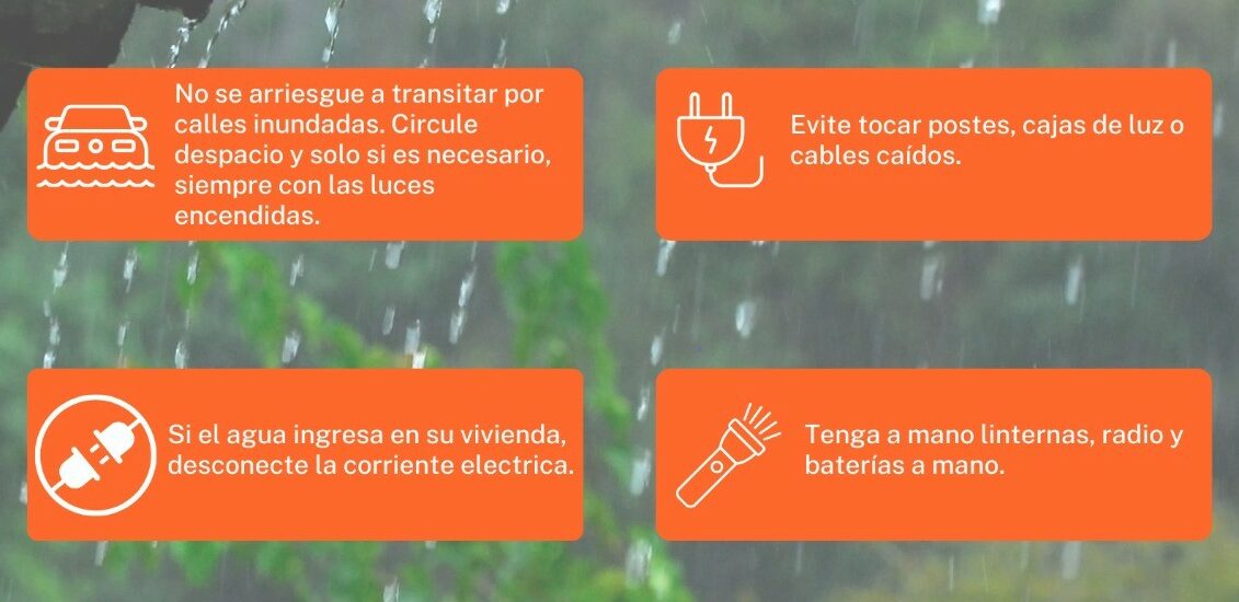 Provincia recuerda las recomendaciones ante el alerta amarilla por intensas lluvias