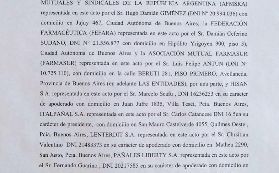 Importante acuerdo entre entidades farmacéuticas y empresas proveedoras para asegurar cooperación en licitaciones del PAMI