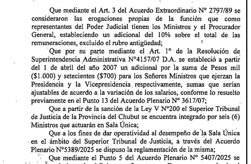 El Superior Tribunal de Justicia del Chubut se otorga nuevos adicionales salariales de hasta un 30%