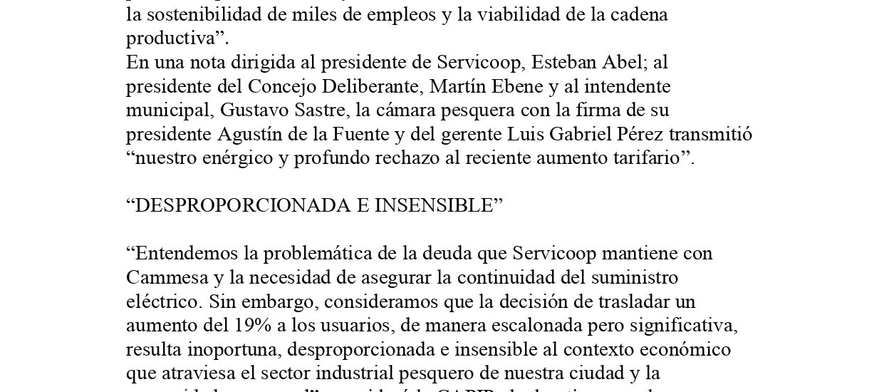 La industria pesquera rechazó el aumento tarifario de Servicoop y pidió retrotraerlo