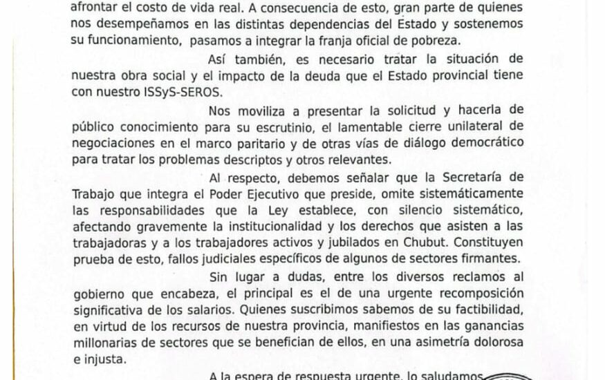 Gremios estatales exigen urgente recomposición salarial al Gobernador Ignacio Torres