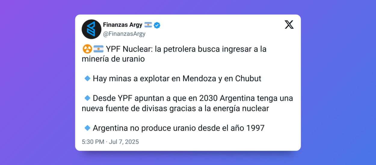 YPF busca reactivar la minería de uranio y entrar al negocio nuclear