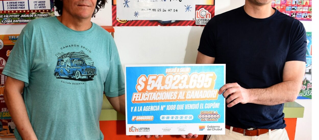 Un jubilado ganó más de 54 millones de La Poceada de Lotería del Chubut